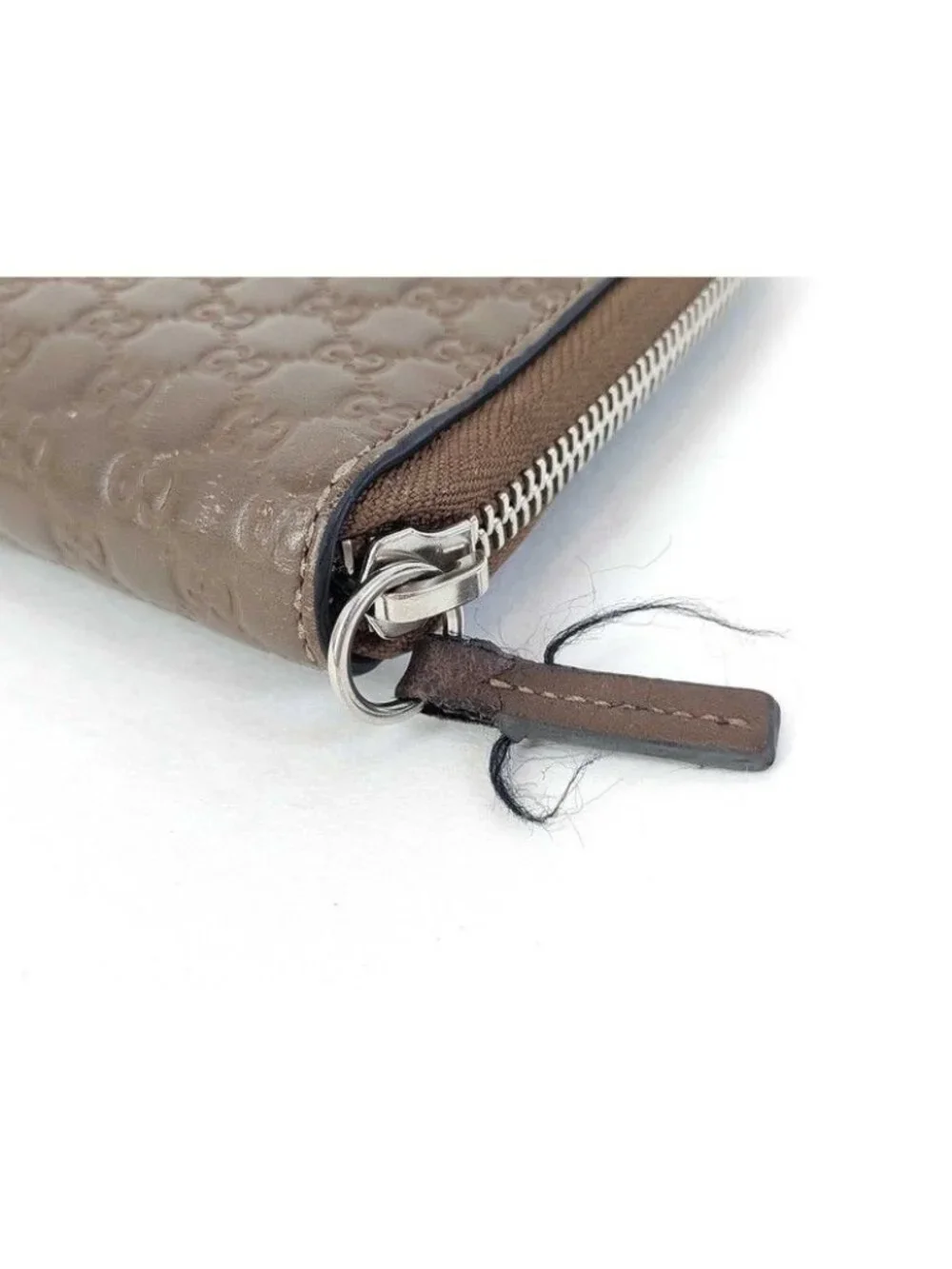 Gucci Wallet Micro Guccissima Travel Document Case Brown Leather Zip Around - Picture 7 of 9